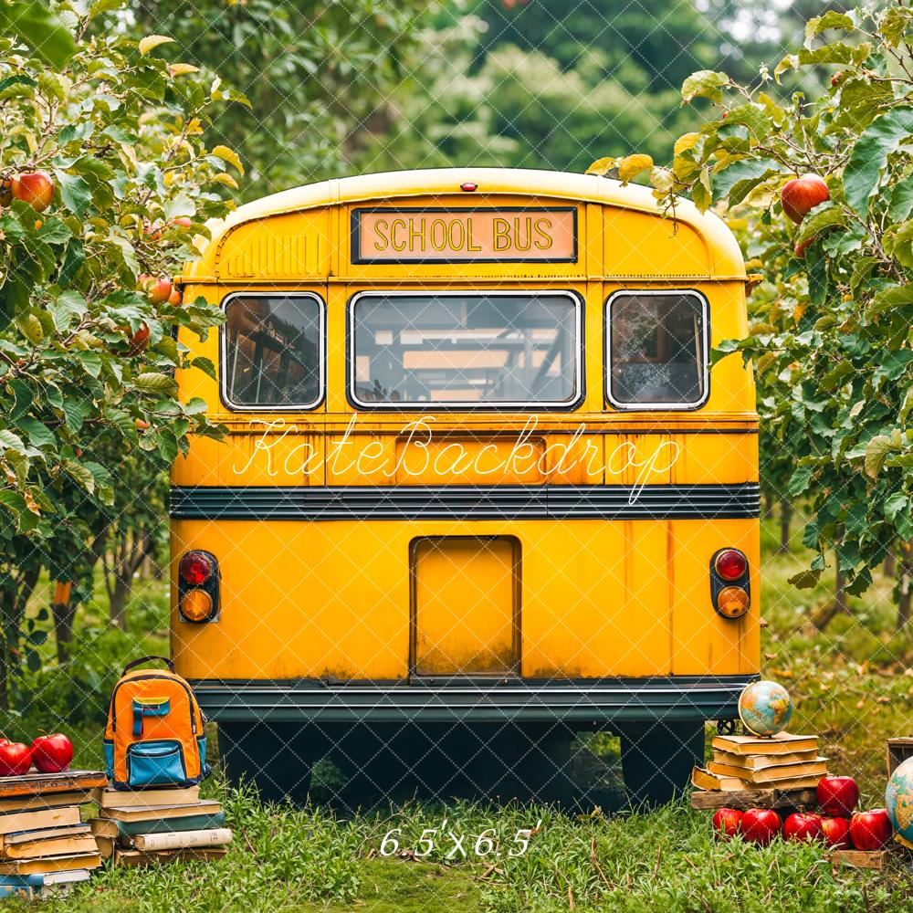 Kate Scolaire Bus Pommiers Livres Toile de fond conçue par Emetselch - Kate Backdrop FR