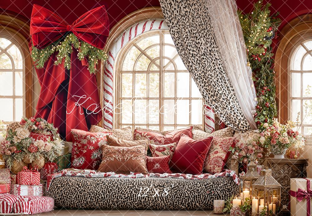 Kate Noël Rouge Fenêtre Oreillers Toile de fond en Laine conçue par Emetselch - Kate Backdrop FR