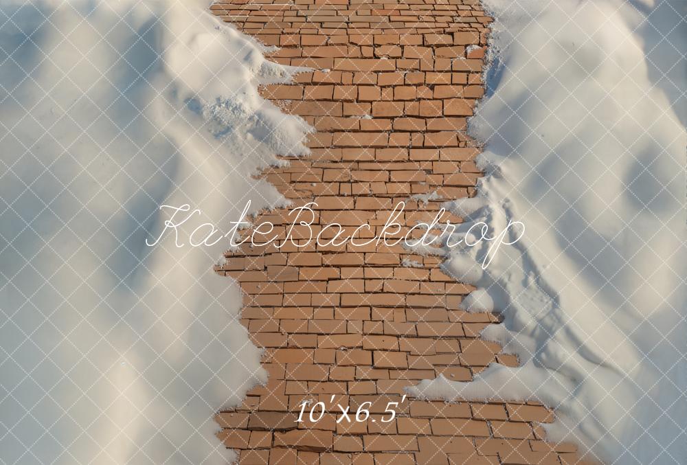 Kate Chemin Briques Neige Sol Toile de fond en Laine conçue par Emetselch - Kate Backdrop FR