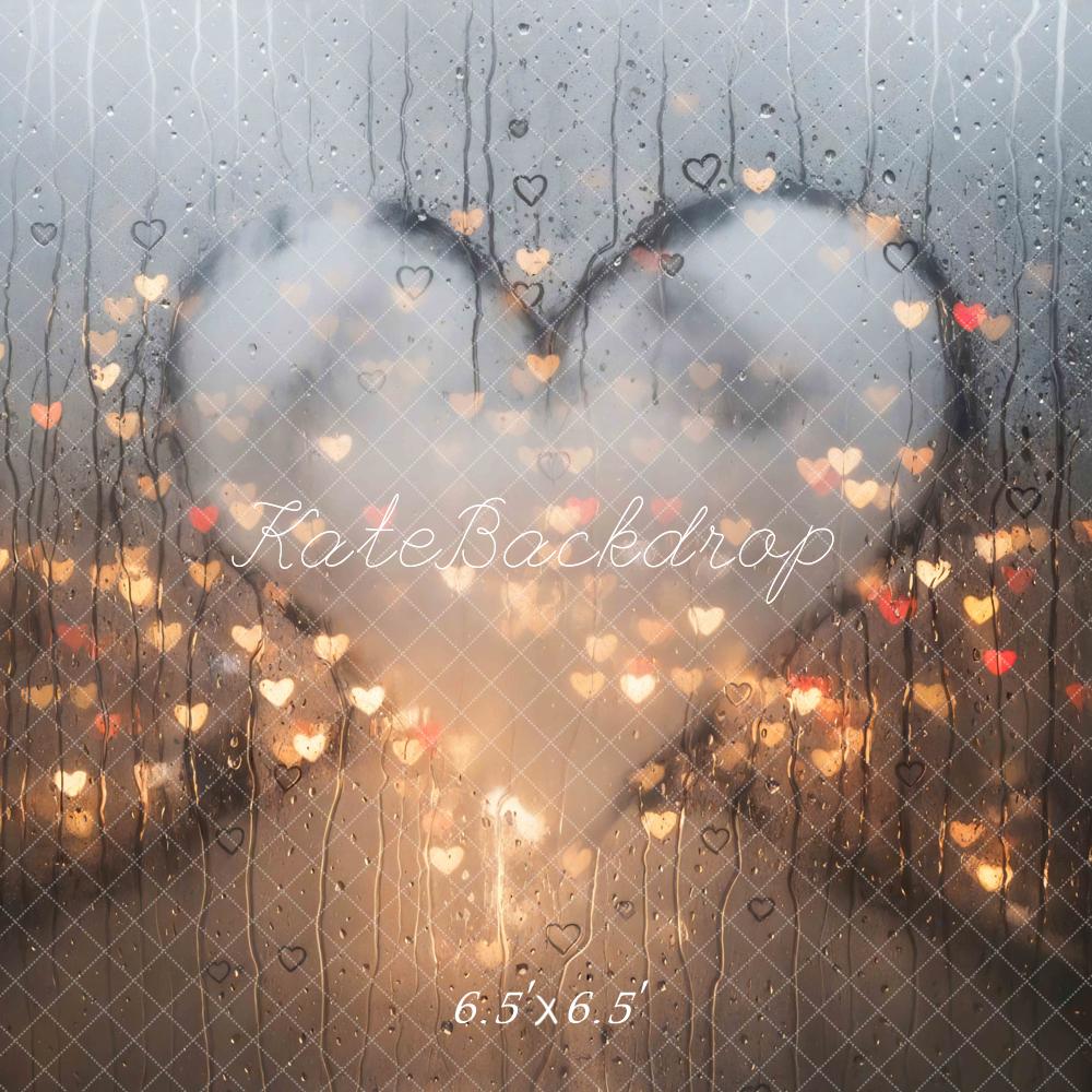 Kate Bokeh Cœurs Vitre Pluie Toile de fond conçue par Mini MakeBelieve