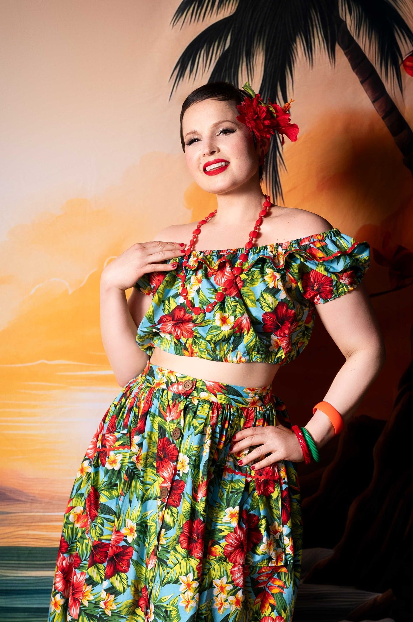 Kate Hawaii Coucher de soleil Été Toile de fond Conçu par Happy Squirrel Design - Kate Backdrop FR