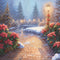 Kate Hiver Chemin Brique Poinsettia Toile de fond conçue par Emetselch - Kate Backdrop FR