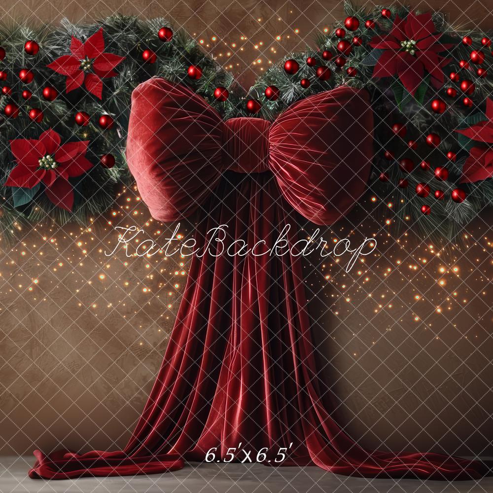 Kate Noël Nœud Rouge Fleurs Décors Toile de fond conçue par Mini MakeBelieve - Kate Backdrop FR