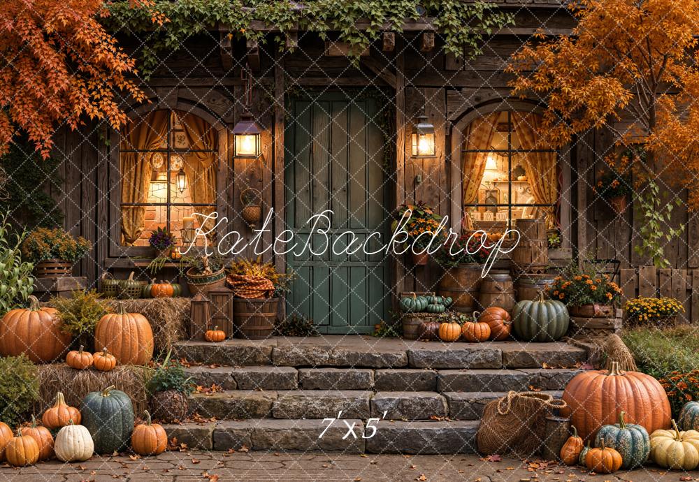 Kate Automne Maison Citrouilles Lumière Toile de fond conçue par Emetselch - Kate Backdrop FR