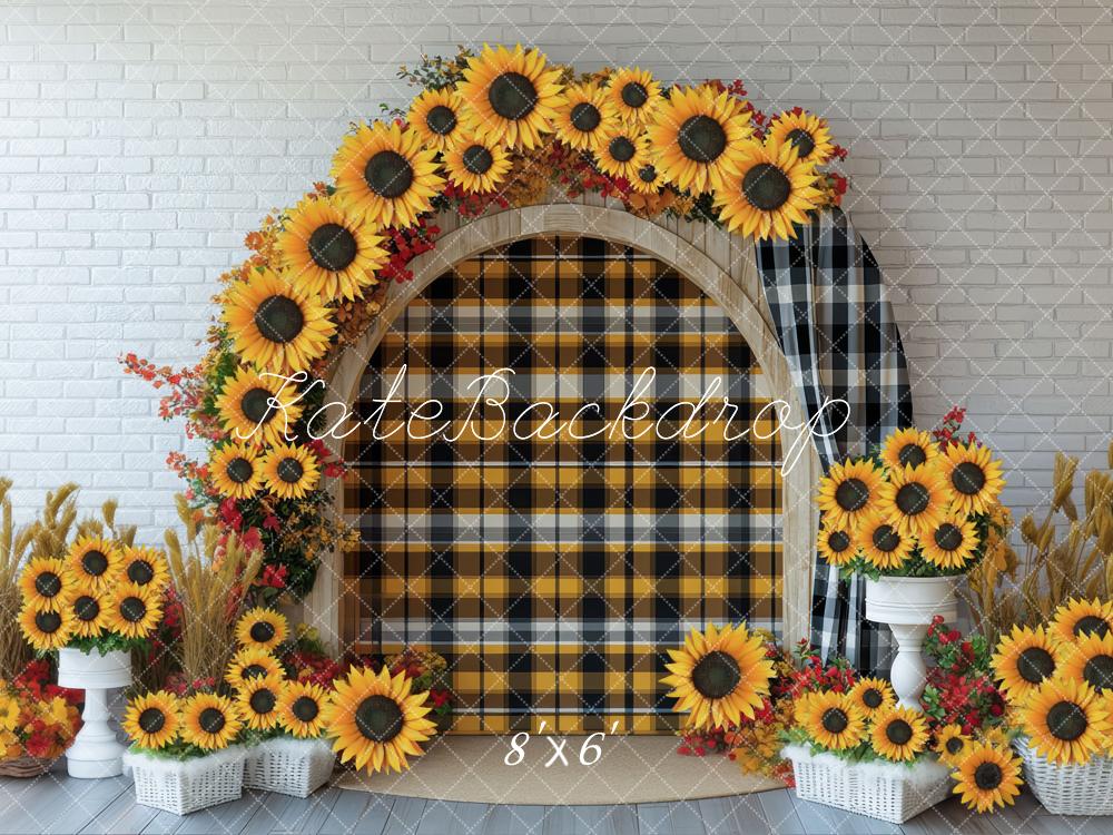 Kate Arc Tournesols Carreaux Champêtre Toile de fond conçue par Mini MakeBelieve - Kate Backdrop FR