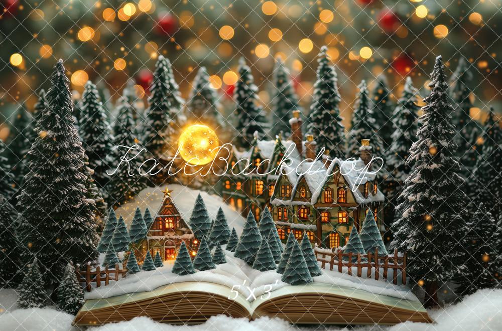 Kate Noël Village Forêt Livre Bokeh Toile de fond conçue par Mini MakeBelieve - Kate Backdrop FR