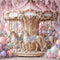 Kate Carrousel Fleurs Ballons Pastel Toile de fond conçue par Ashley Paul - Kate Backdrop FR