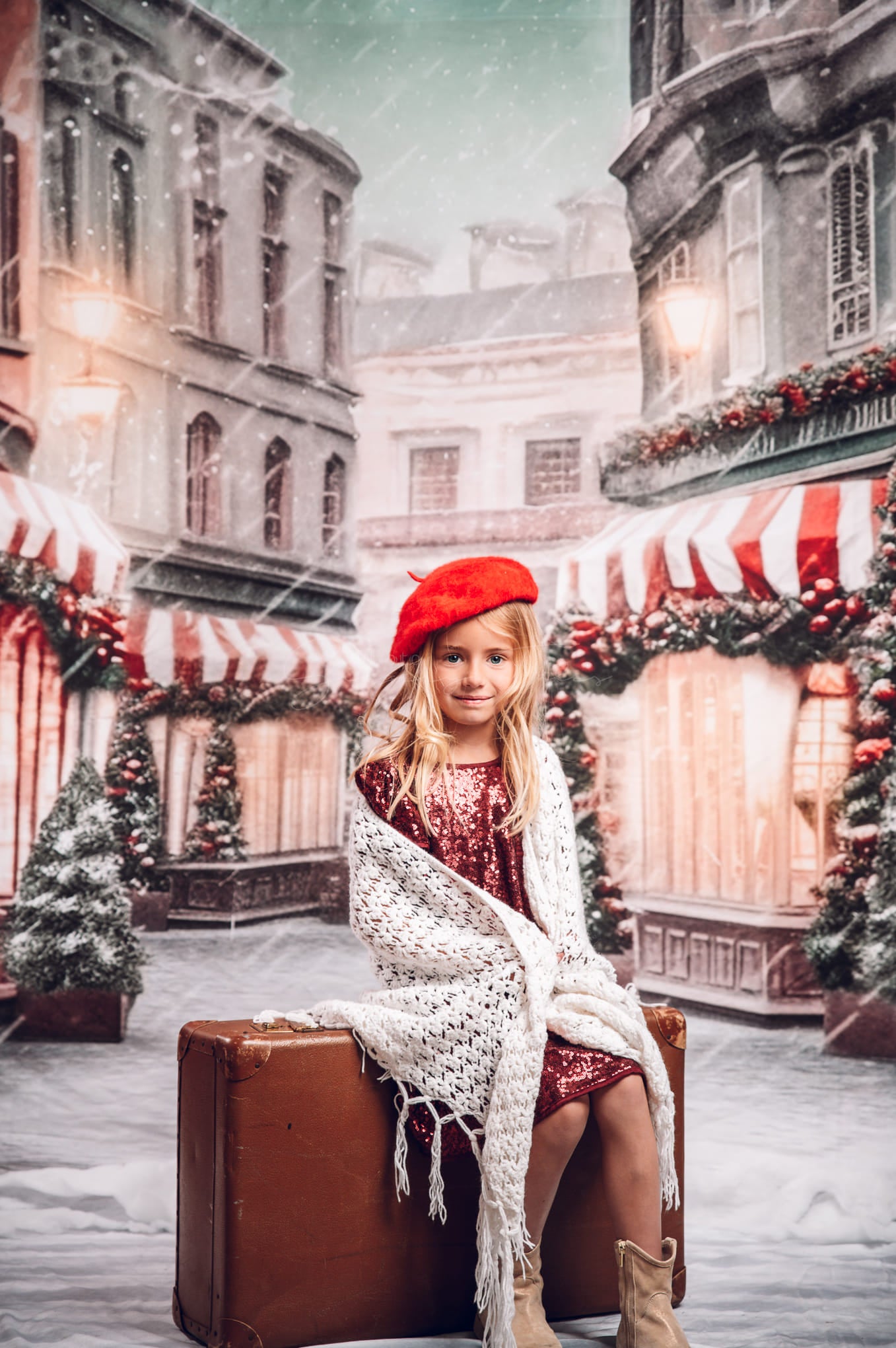 Kate Noël Rue Boutiques Neige Toile de fond pour la photographie - Kate Backdrop FR