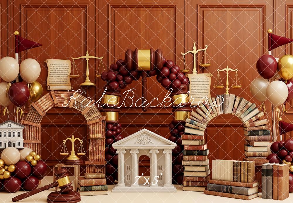 Kate Droit Tribunaux Livres Ballons Toile de fond conçue par Patty Roberts - Kate Backdrop FR