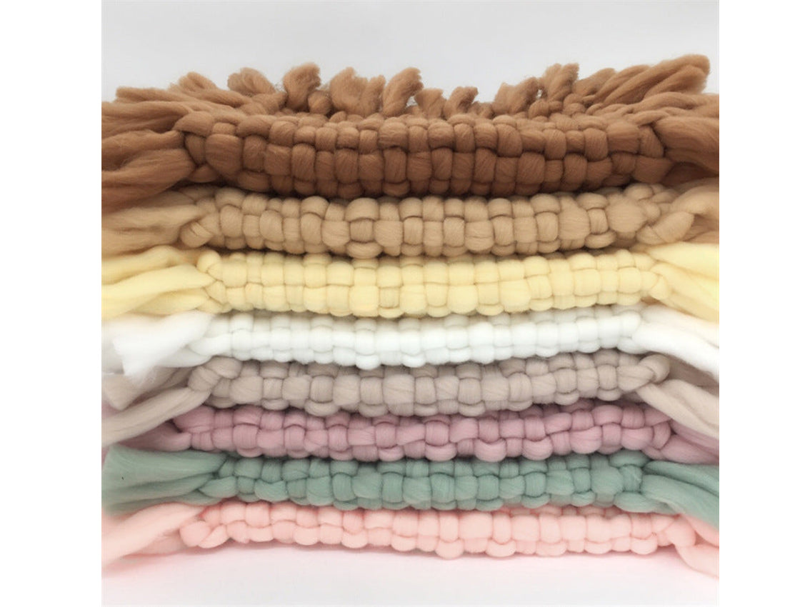 Kate Pompon Tressé Nouveau-né Accessoires Studio Photo Couverture en Fausse Fourrure - Kate Backdrop FR