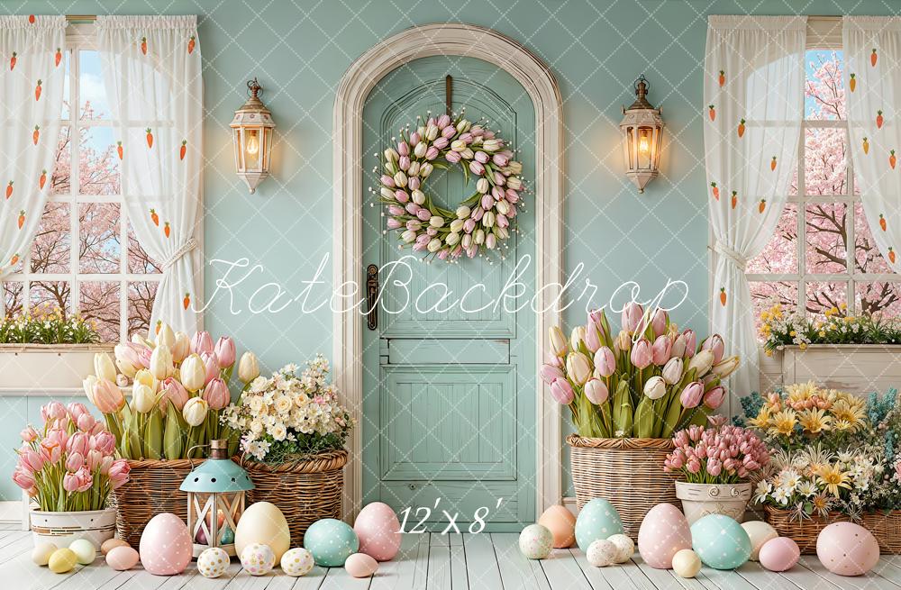Kate Pâques Porte Tulipes Œufs Pastel Toile de fond conçue par Emetselch