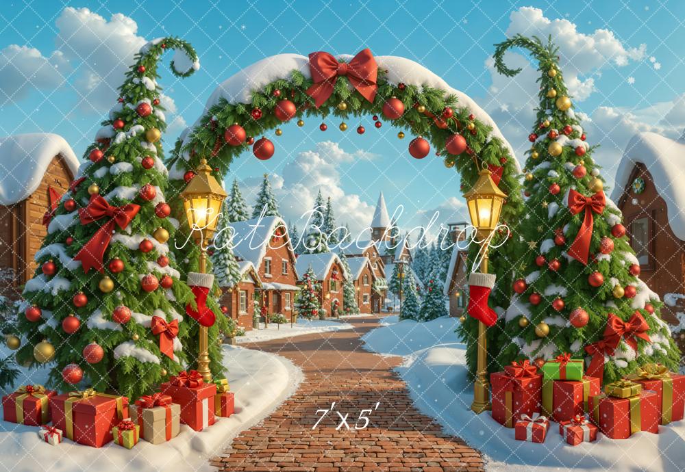 Kate Noël Arche Sapins Cadeaux Toile de fond conçue par Emetselch - Kate Backdrop FR