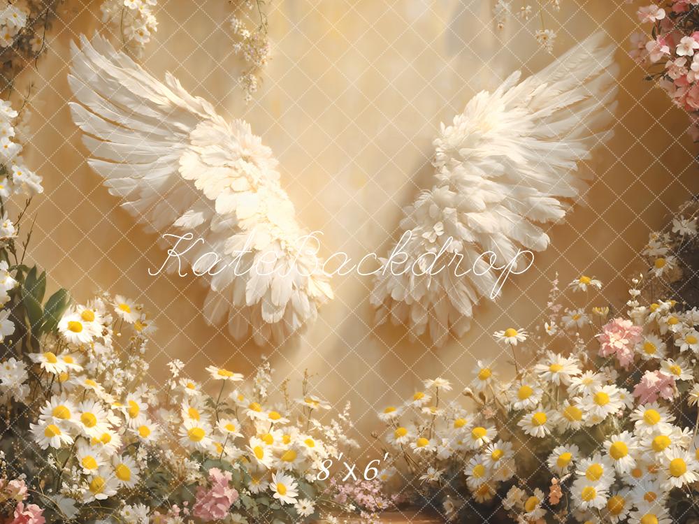 Kate Nouveau-né Ailes Anges Fleurs Toile de fond conçue par Emetselch