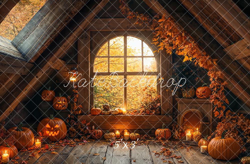 Kate Halloween Grenier Citrouilles Bougies Toile de fond conçue par Emetselch