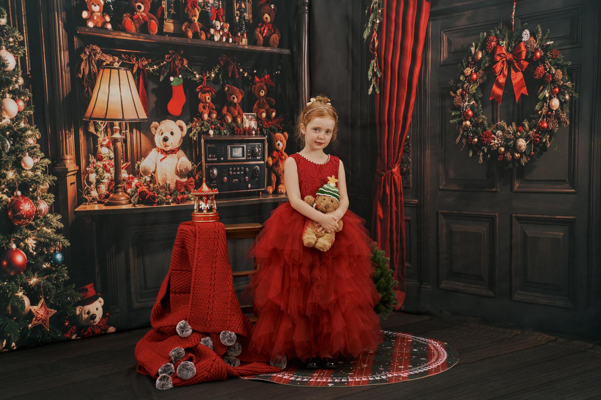 Kate Sapin de Noël Mur Rétro Jouets Rideaux Ensemble de chambre - Kate Backdrop FR