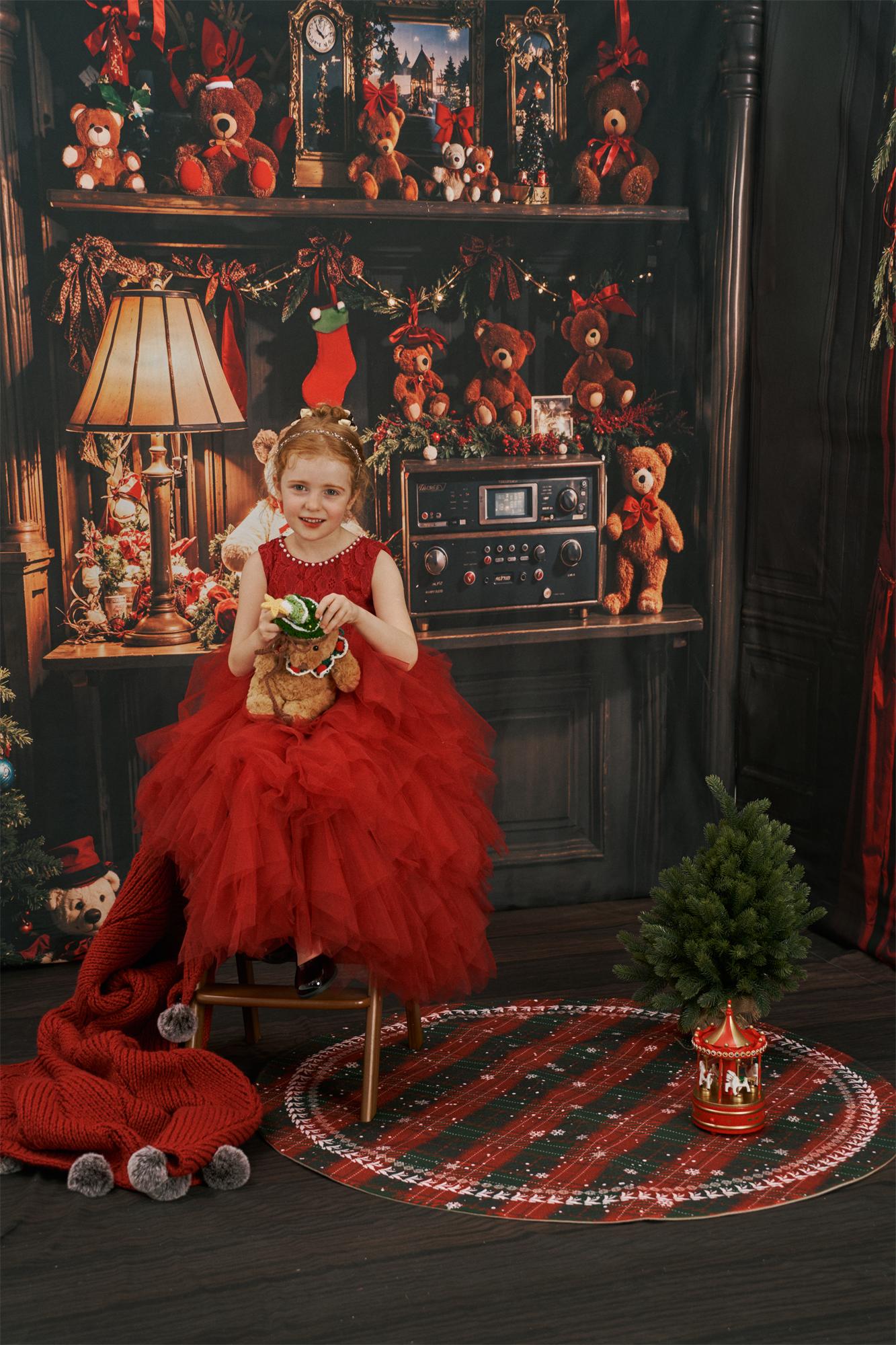 Kate Sapin de Noël Mur Rétro Jouets Rideaux Ensemble de chambre - Kate Backdrop FR