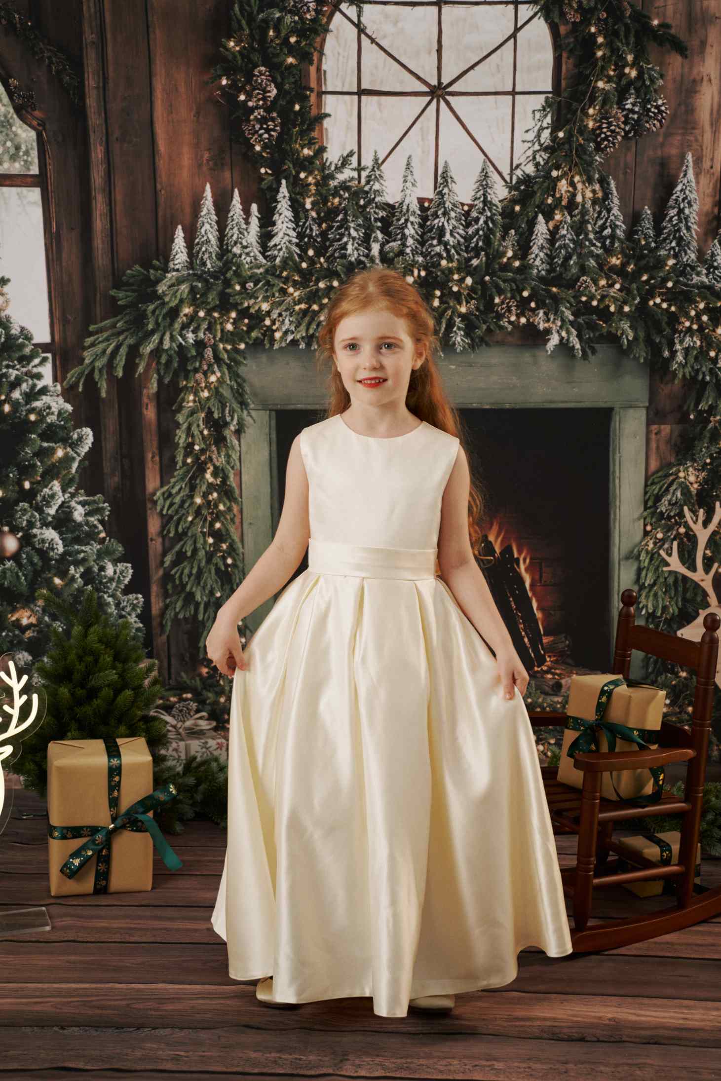 Kate Sapin de Noël Bois Cheminée Cerf Toile de fond conçue par Emetselch