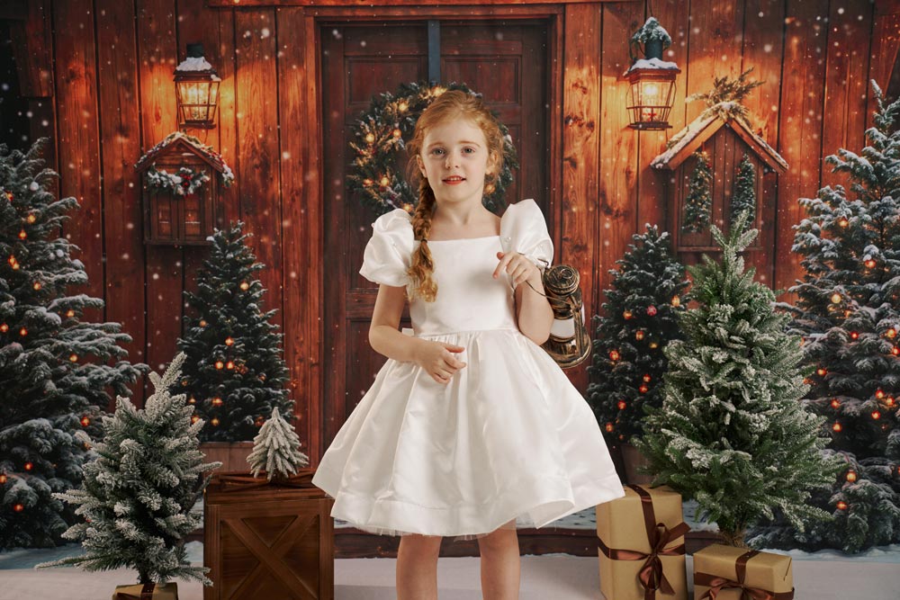 Kate Basique Blanc Fête Robe pour Enfants - Kate Backdrop FR