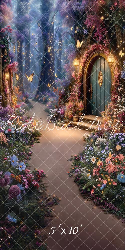 Kate Sweep Mur-à-Sol Forêt Magique Maison Fleurs Toile de fond conçue par Emetselch