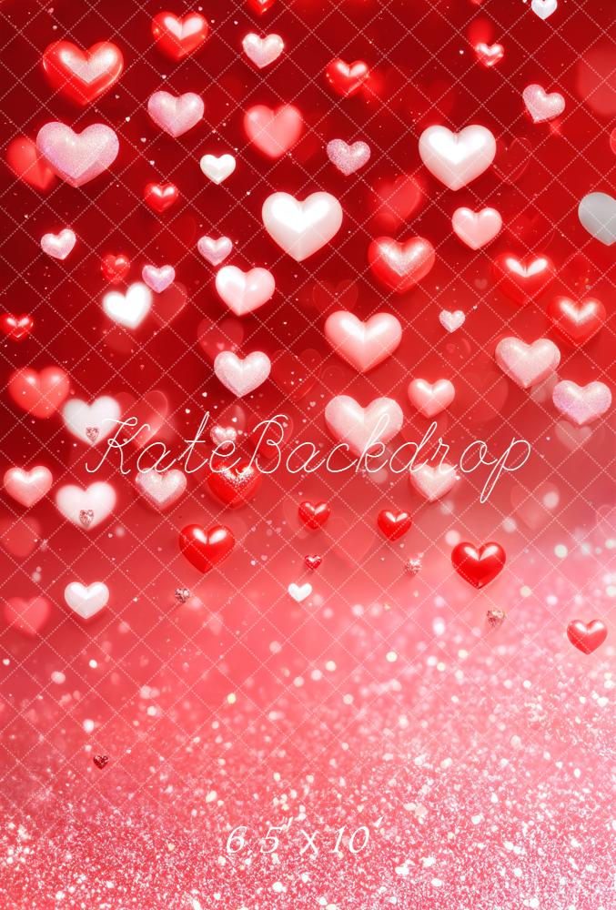 Kate Saint Valentin Cœurs Paillettes Rouge Toile de fond en Laine conçue par Emetselch