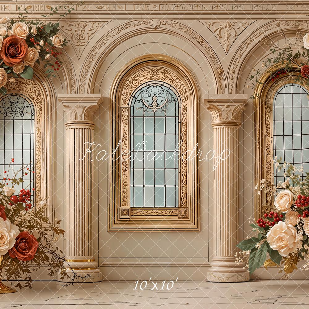 Kate Architecture Colonnes Fenêtres Fleurs Toile de fond conçue par Emetselch - Kate Backdrop FR