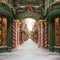 Kate Noël Rue Colonnes Bonbons Neige Toile de fond conçue par Emetselch - Kate Backdrop FR