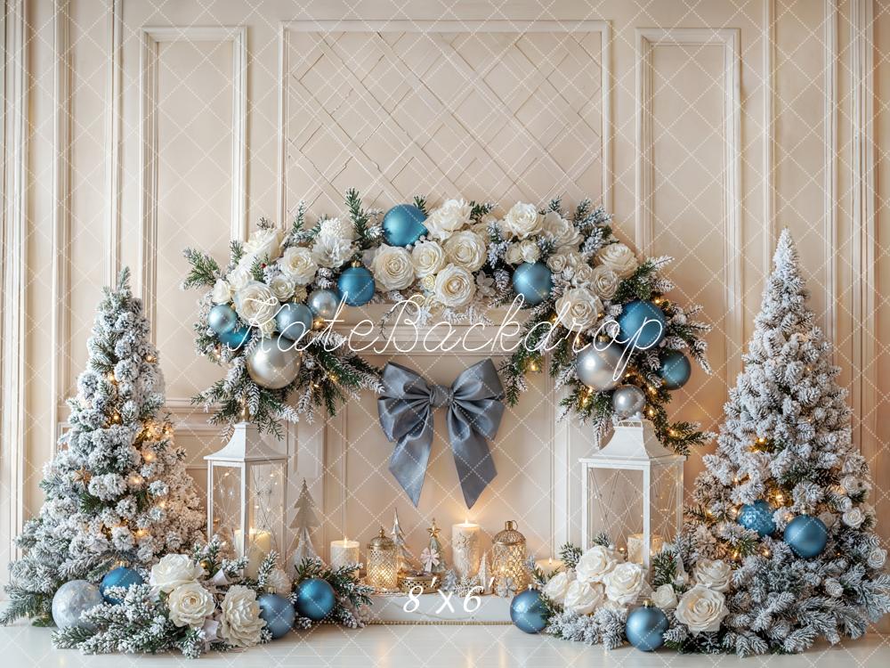 Kate Sapin de Noël Cheminée Décorations Fleur Toile de fond conçue par Emetselch - Kate Backdrop FR