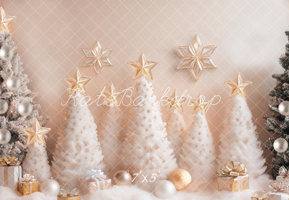 Kate Sapins de Noël Neige Étoiles Cadeaux Toile de fond conçue par Mini MakeBelieve - Kate Backdrop FR