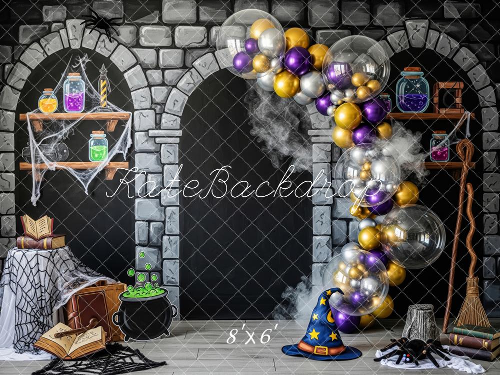 Kate Halloween Laboratoire Sorcière Ballons Toile de fond conçue par Patty Roberts