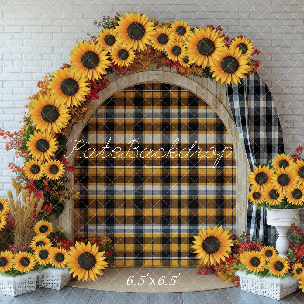 Kate Arc Tournesols Carreaux Champêtre Toile de fond conçue par Mini MakeBelieve - Kate Backdrop FR
