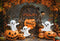 Kate Halloween Citrouilles Fantômes Feuilles Toile de fond conçue par Emetselch - Kate Backdrop FR