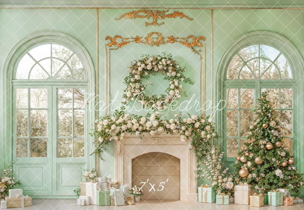 Kate Noël Cheminée Sapin Cadeaux Toile de fond conçue par Emetselch - Kate Backdrop FR
