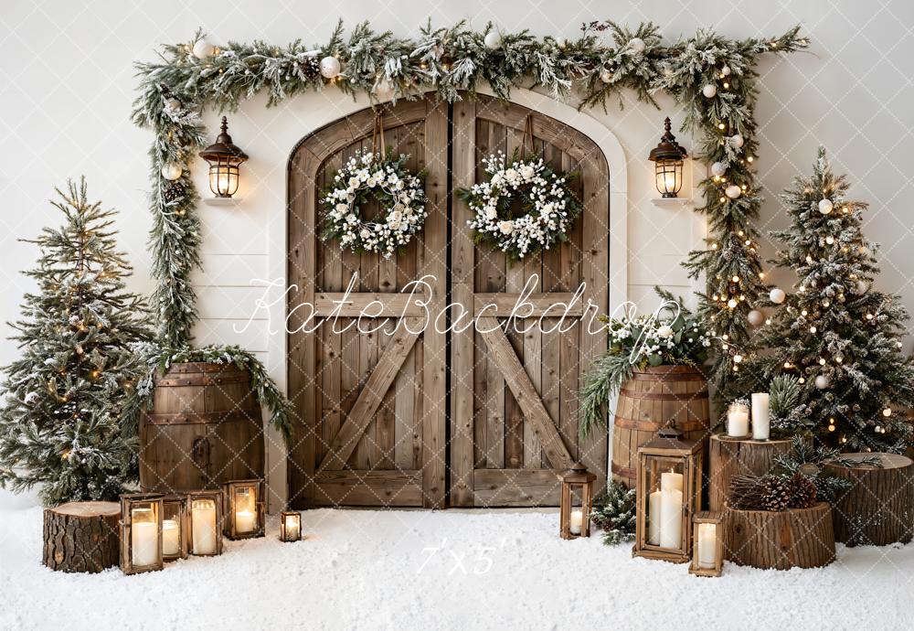 Kate Hiver Porte Bois Lanternes Toile de fond conçue par Emetselch