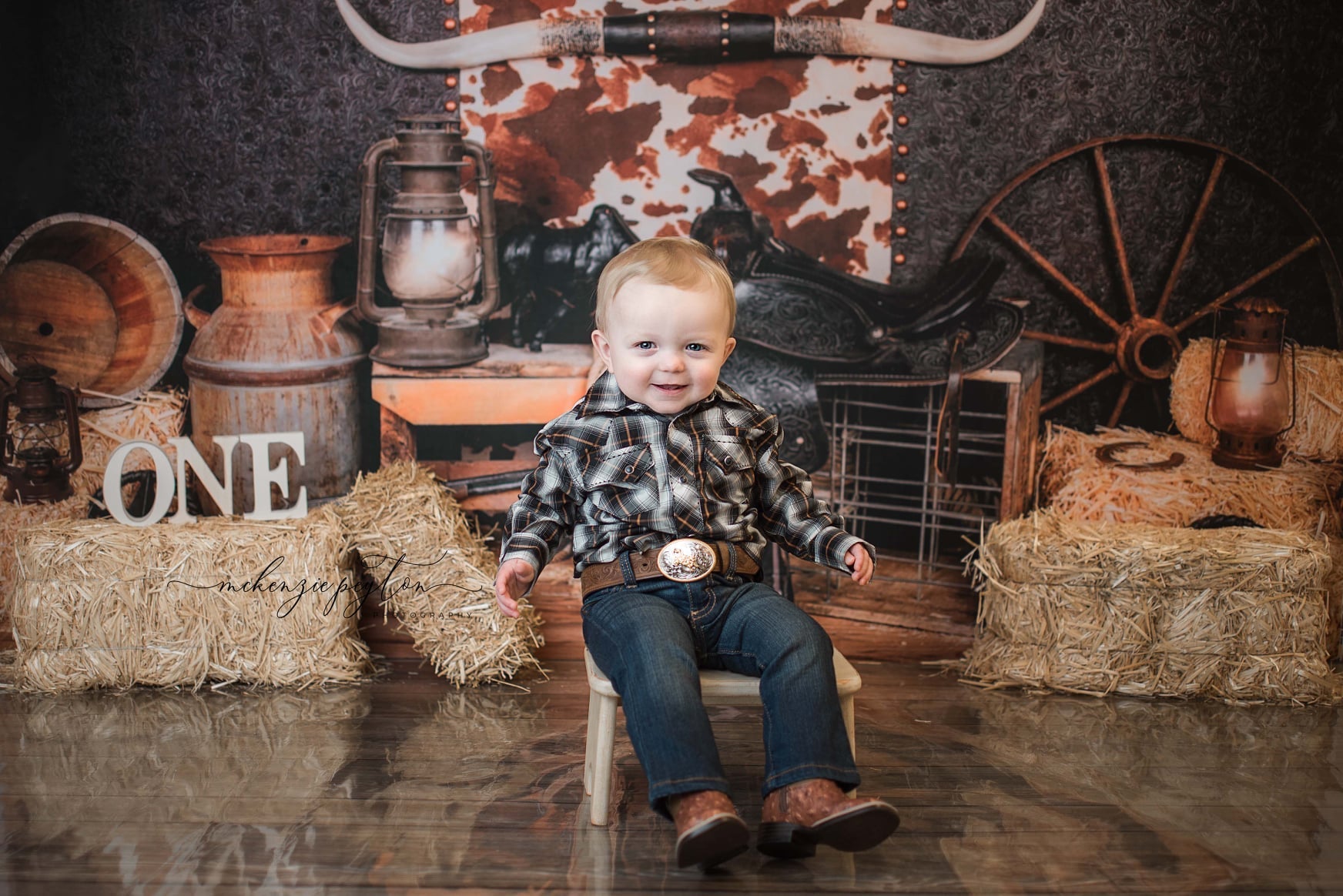 Kate Anniversaire Cow-boy Ouest Toile de fond en Laine conçue par Arica Kirby