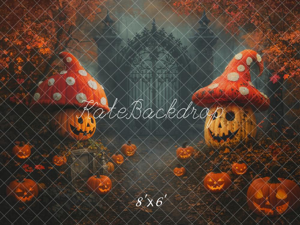 Kate Halloween Citrouilles Champignons Portail Toile de fond conçue par Emetselch