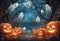 Kate Halloween Citrouilles Fantômes Nuit Toile de fond en Laine conçue par Emetselch - Kate Backdrop FR
