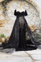 Kate Dentelle Manches courtes Noir Robe de Grossesse pour Séance Photo - Kate Backdrop FR