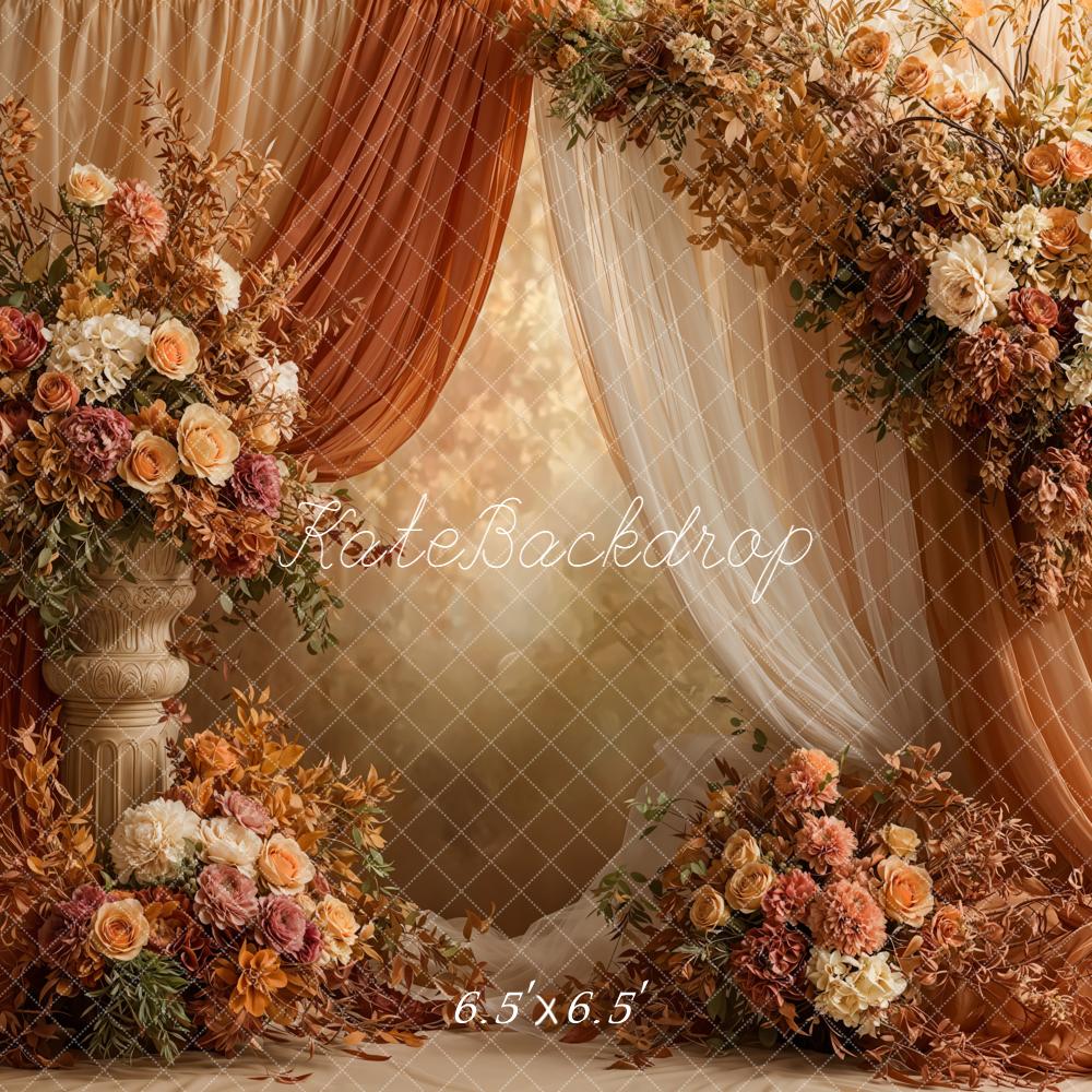 Kate Mariage Fleurs Orange Beige Toile de fond conçue par Emetselch