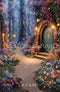 Kate Forêt Magique Maison Fleurs Lumières Toile de fond en Laine conçue par Emetselch