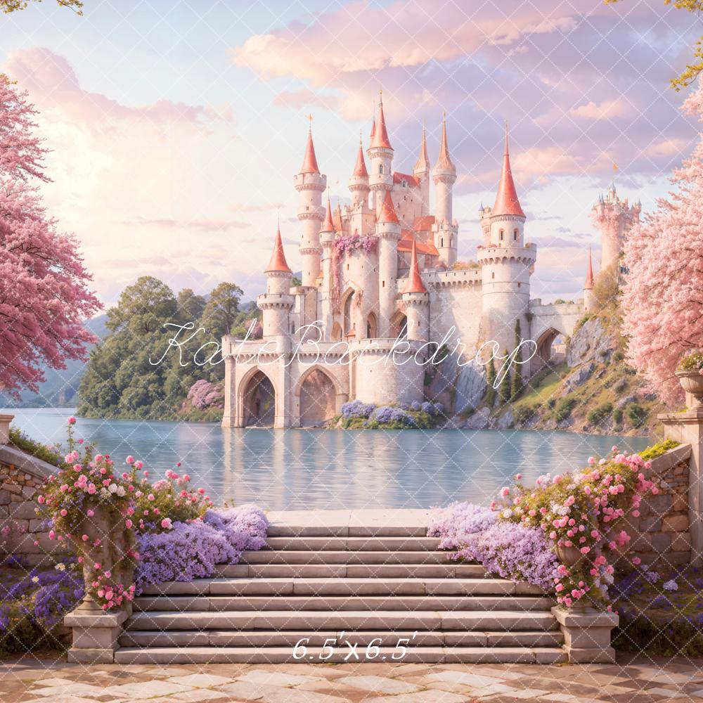 Kate Château Escaliers Fleurs Printemps Toile de fond conçue par Emetselch - Kate Backdrop FR