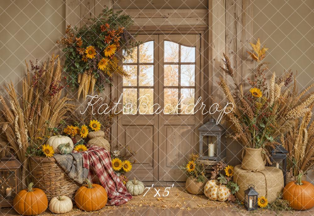 Kate Automne Citrouilles Tournesols Porte Toile de fond conçue par Emetselch - Kate Backdrop FR