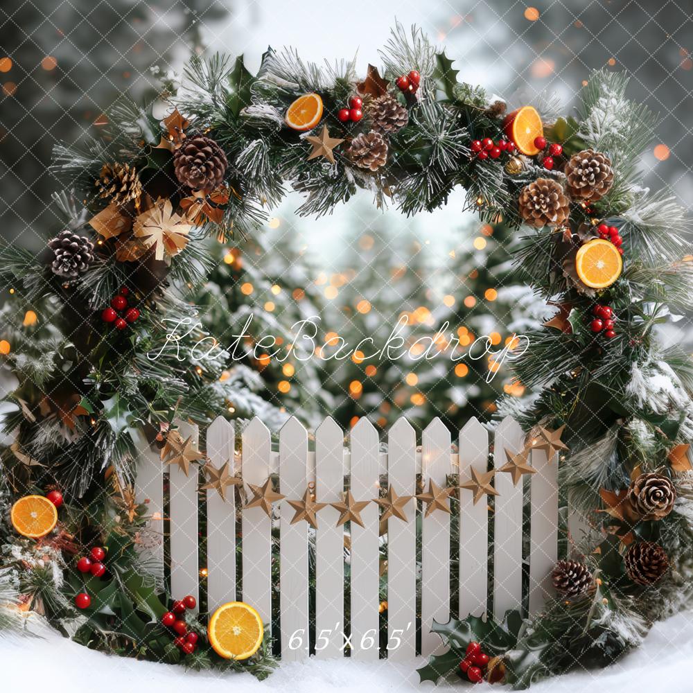 Kate Noël Arche Neige Clôture Forêt Toile de fond conçue par Mini MakeBelieve