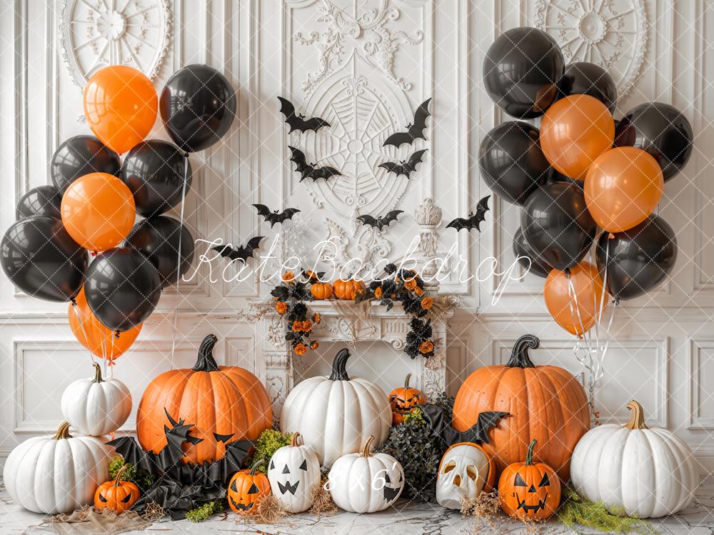 Kate Halloween Citrouilles Cheminée Ballons Toile de fond conçue par Emetselch - Kate Backdrop FR
