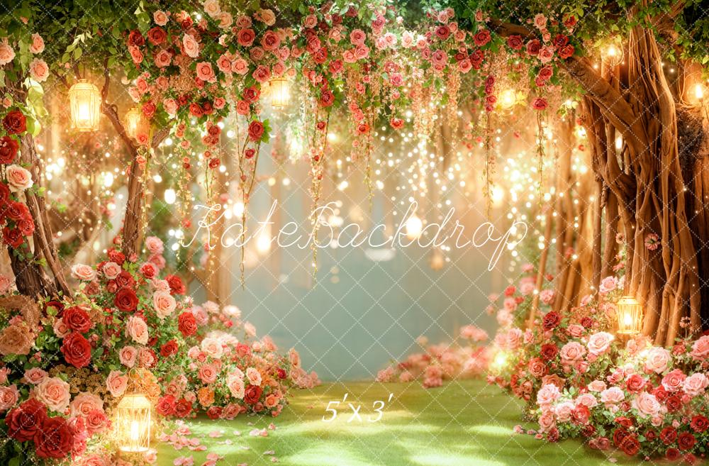 Kate Saint Valentin Fleurs Lanternes Lumière Toile de fond conçue par Emetselch