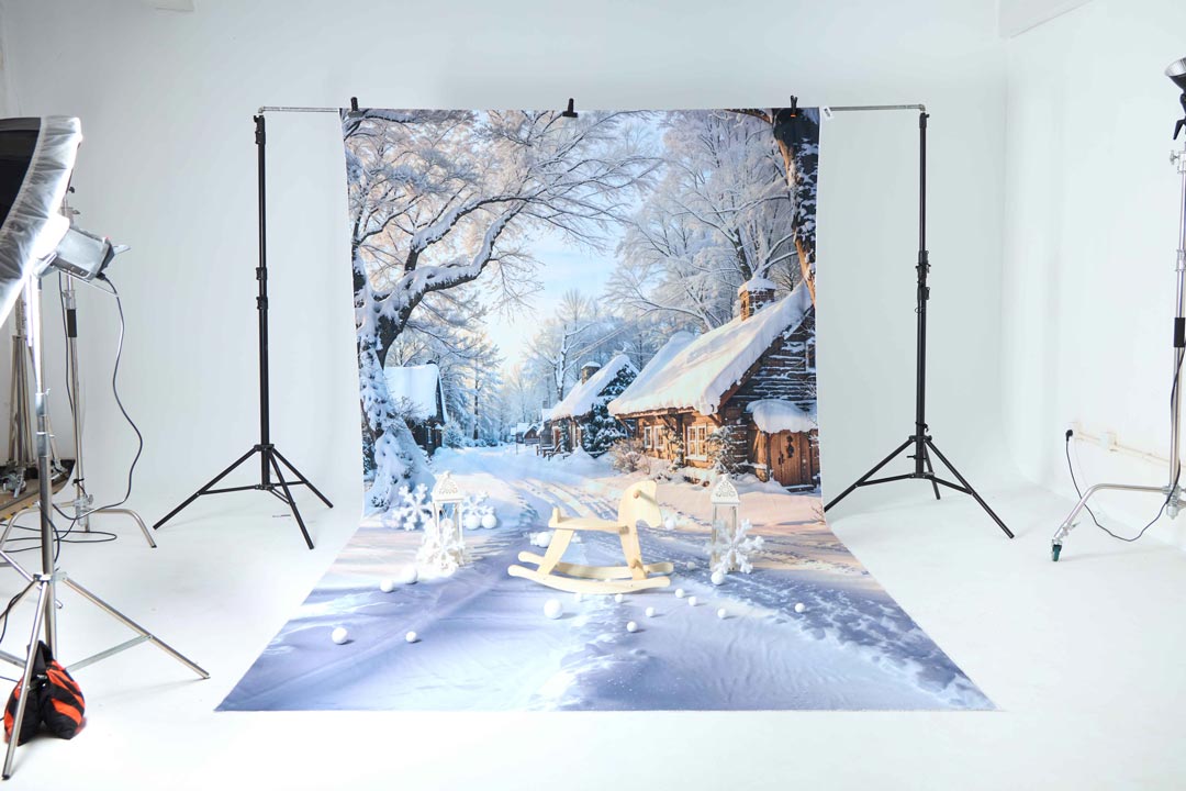 Kate Hiver Neige Maison Extérieur Kit Photo - Kate Backdrop FR