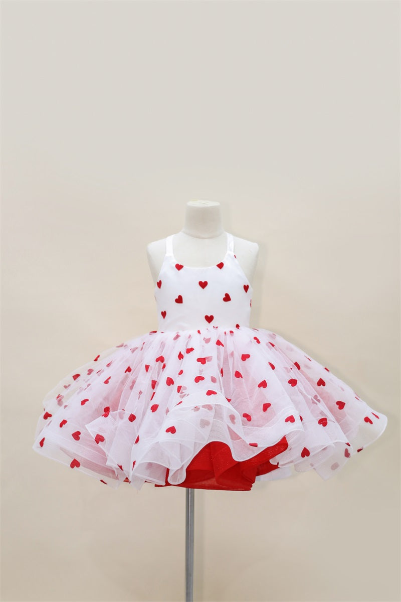 Kate Saint-Valentin Rouge Blanc Maille Robe Enfant Pour la Photographie - Kate Backdrop FR