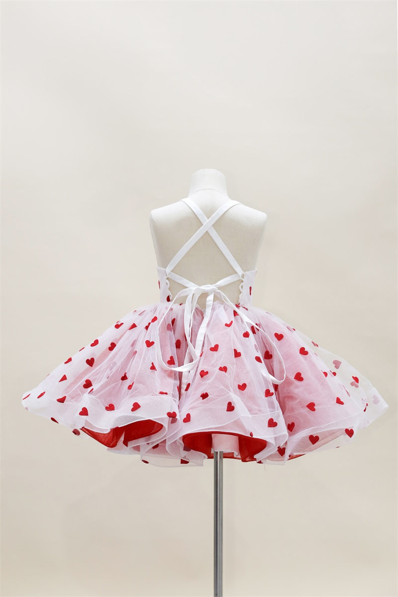 Kate Saint-Valentin Rouge Blanc Maille Robe Enfant Pour la Photographie - Kate Backdrop FR