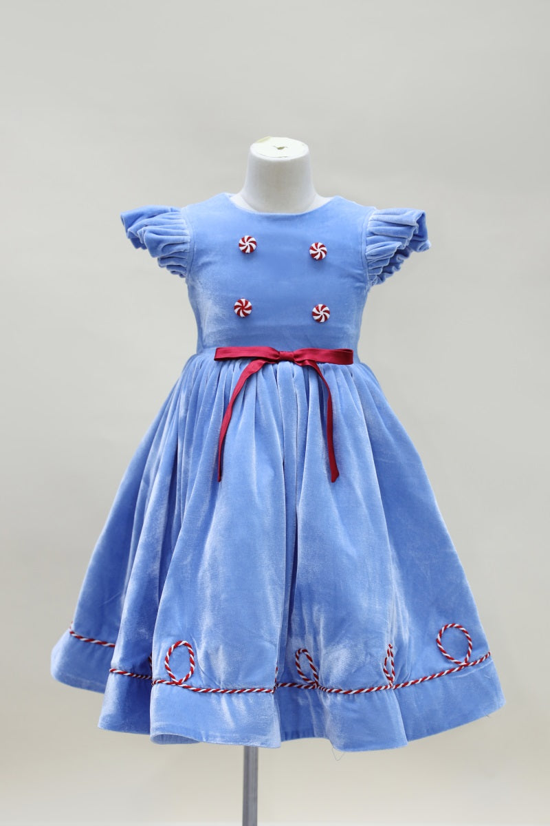 Kate Noël Bleu Manches courtes Robe Enfant Pour la Photographie - Kate Backdrop FR