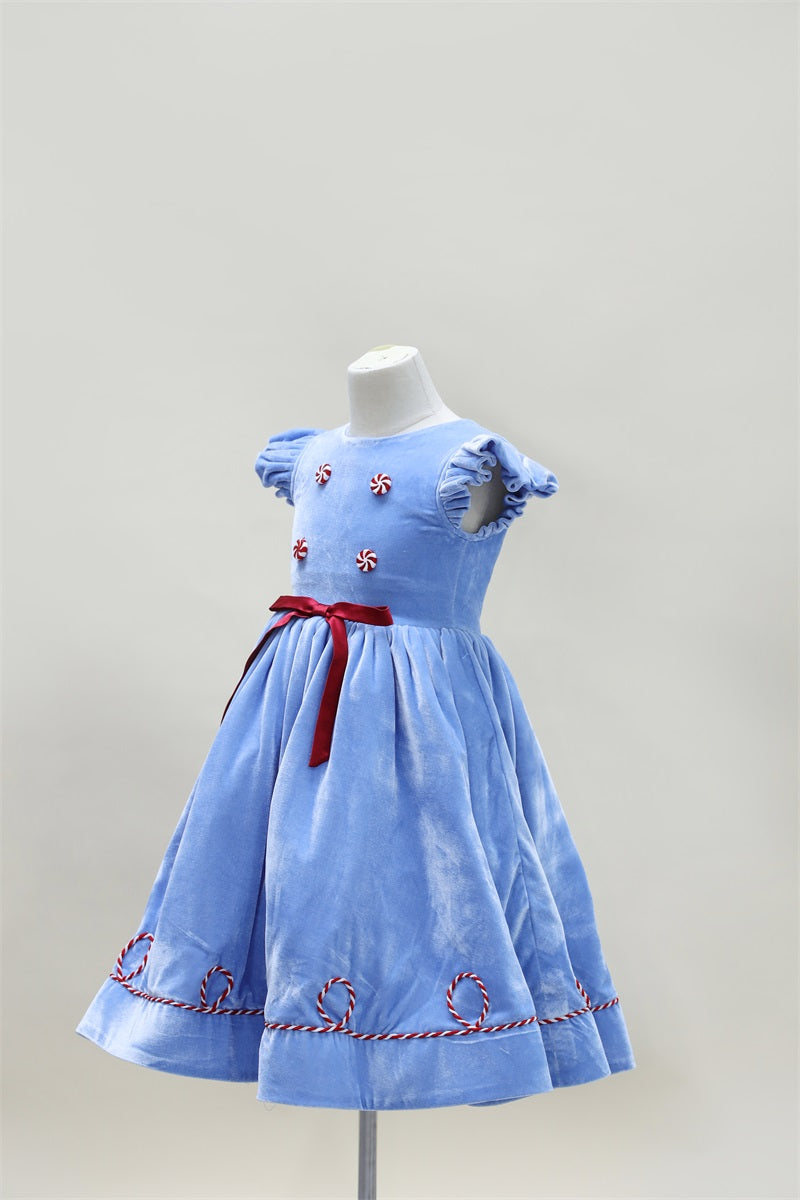 Kate Noël Bleu Manches courtes Robe Enfant Pour la Photographie - Kate Backdrop FR