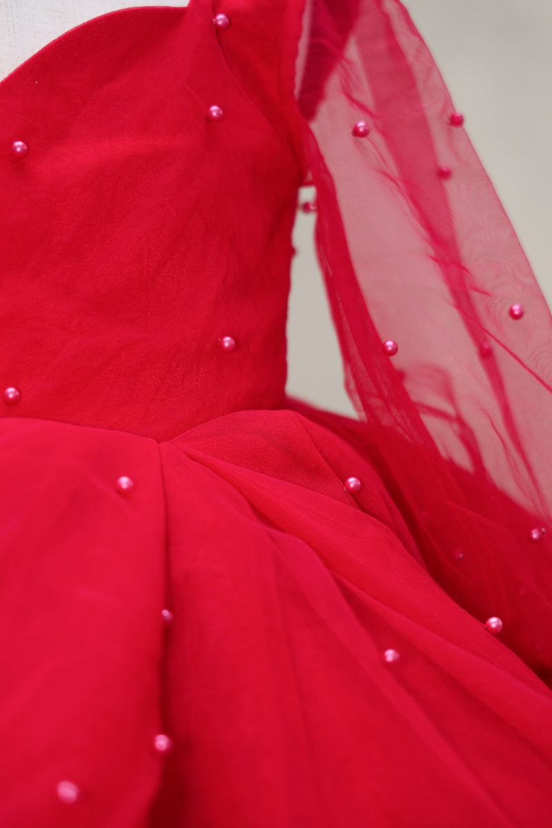 Kate Printemps/Été Rouge Maille Manches longues Robe Enfant Pour la Photographie - Kate Backdrop FR